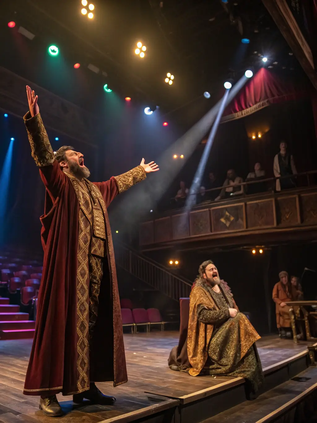 A visually appealing image of a theater performance at ASSOCIATION PAARADOOBLE, capturing a dramatic scene with actors in costume.