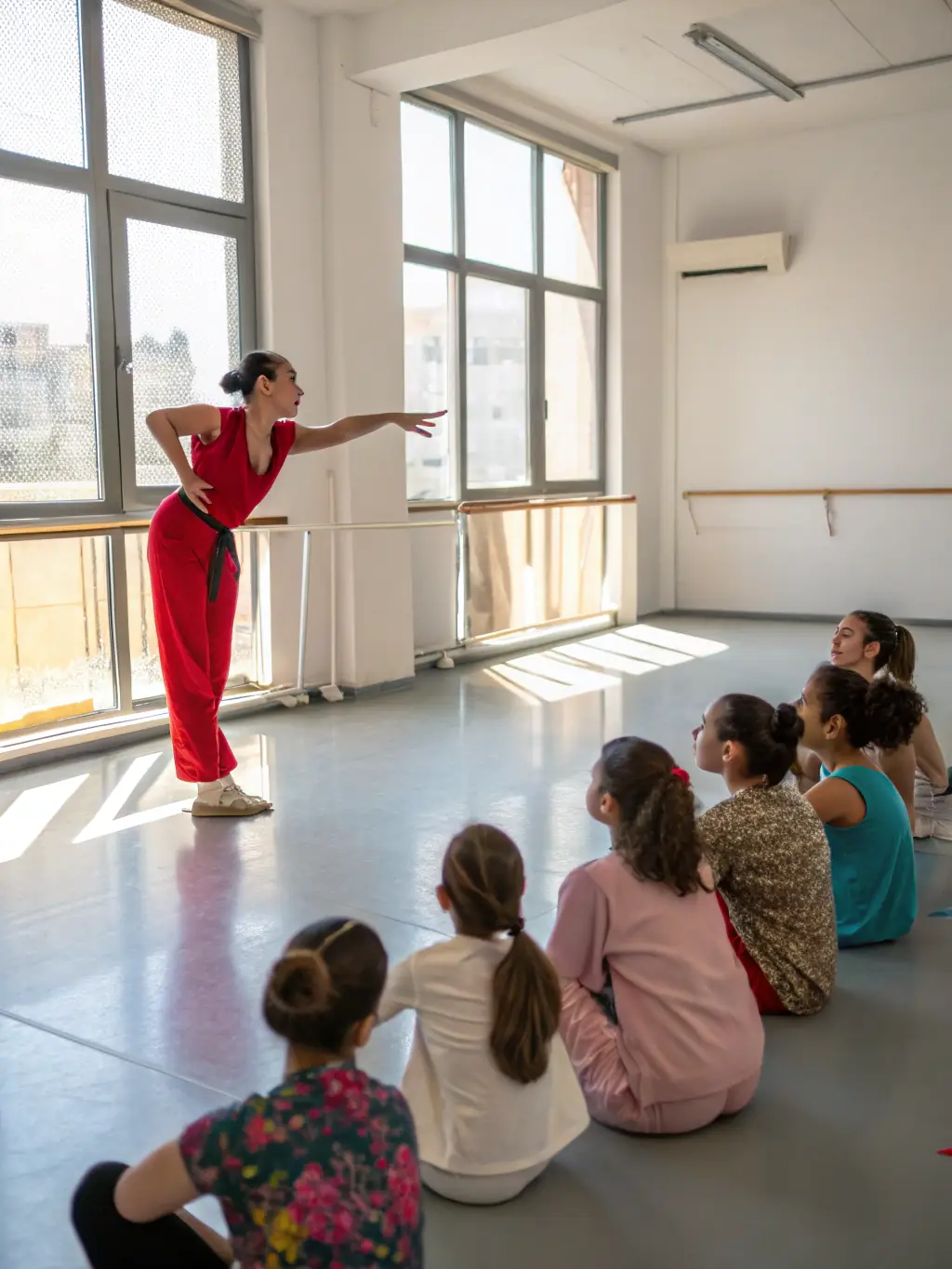 A photo of participants actively engaged in a dance workshop at ASSOCIATION PAARADOOBLE, led by an instructor.